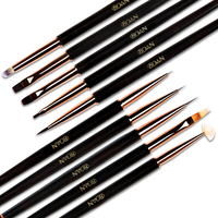 Pinceau à fleurs pour nail art BQAN 2022 avec manche en bois de rose, pinceau plat à une seule traite, mini pinceau plat pour gel