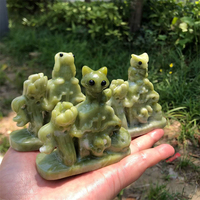 Figurine d'animal en cristal sculpté à la main en serpentine verte pour Halloween, statue fantôme de pierre tombale, cadeau en cristal sorcière, vente en gros