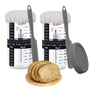 New Glass Wide Mouth Sourdough Starter Jar <b>Kit</b> Sourdough Starter <b>Kit</b> With Date Marked Feeding Band, Thermometer for Bread Baking - Product Image 1