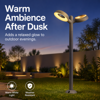 Projecteur LED intelligent 24W pour aménagement paysager, double tête réglable, lumière chaude, ambiance esthétique pour sculpture d'art et parc – Vente directe usine