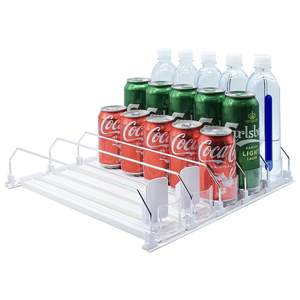 Organisateur de bouteilles de boisson à glissière à 10 voies, étagère à pousser réglable en largeur pour distributeur de réfrigérateur, présentoir - Product Image 4
