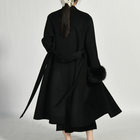 Haute Qualité Femmes Hiver Chaud Cachemire Manteau Col En Fourrure De Renard Véritable Design Double Face Manteau De Fourrure De Cachemire