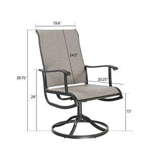 Sillones de comedor con <span class=keywords><strong>balancín</strong></span> giratorio para patio moderno de metal para exteriores con respaldo alto de tela de malla transpirable para uso en sala de estar y parque - Product Image 6