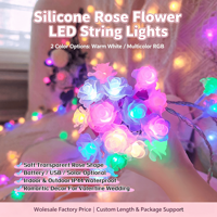 Groothandel Kleurrijke Rozen Bloem RGB LED Lichtjes 3m Knopbediening Batterij Bedreven Feestverlichting Valentijnsdag Slaapkamer Decoratie
