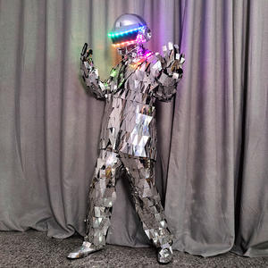 Costumes de Mirror Man avec casque LED lumineux, vêtements de scène pour bar, KTV, spectacle de danse avec lentilles <span class=keywords><strong>disco</strong></span> sur échasses - Product Image 4