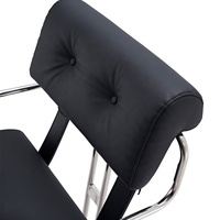 Nouveau fauteuil design minimaliste en cuir PU noir avec structure métallique pour salon, hôtel ou maison