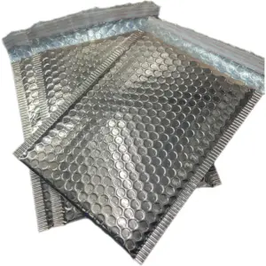 Vente chaude adhésif fort poly sac personnalisé imprimé rembourré enveloppes d'emballage à bulles or clair feuille métallique enveloppe à bulles