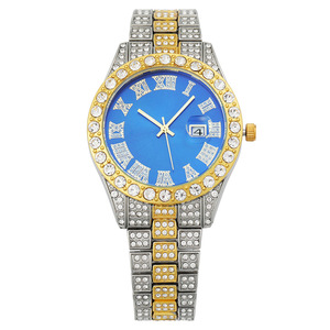 Neu eingetroffene, diamantbesetzte Quarz-Modeuhr mit römischen Ziffern und Datumsanzeige - Umweltfreundliche Armbanduhr für Herren - Product Image 1