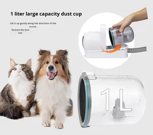 Tier haartrockner Professional 7-in-1 Hundepflege-Vakuum-Kit Selbst reinigende Kämme und Trimmer Enthaarung mit Schleif <span class=keywords><strong>b</strong></span>ürste - Product Image 4