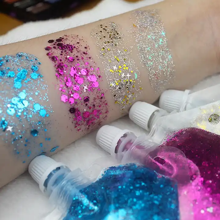 commercio all'ingrosso corpo glitterato gel sirena trucco glitterato gel  lucido evidenziatore ombretto labbro shimmer flash fata colorato