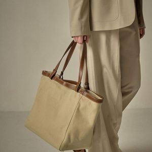 New Tide Lazy Style Simple <b>Large</b> Capacity Thickened Tote <b>Canvas</b> Handheld Shopping One Shoulder Women's Student School <b>Bag</b> - Product Image 2