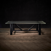 Ensemble de table à manger en verre transparent durable de luxe moderne, rectangulaire, en bois massif pour hôtel, appartement