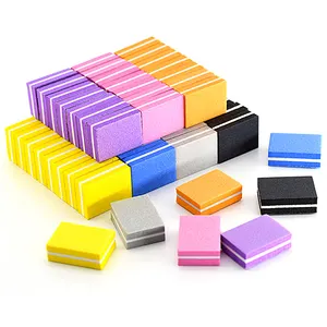 Customize High Quality Nail File 100/180 Grit Disposable Double Side Mini Nail Sponge Buffer Block Plastics Nail Buffer Tool