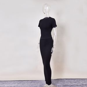 Women 2 Piece Skirt <strong>Set</strong> Cotton Ribbed Short Sleeve and Maxi Long Skirt Bodycon <strong>Lounge</strong> <strong>Set</strong> Casual Dress <strong>Plus</strong> <strong>Size</strong> Women Dress <strong>Set</strong> - Product Image 3