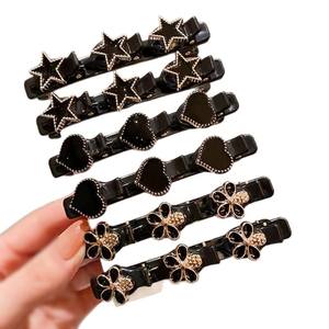 Pinces à cheveux tressées en pierre de cristal scintillante trèfle à quatre feuilles fleur hachée épingle à cheveux pince à bec de canard accessoires pour cheveux avec perles - Product Image 3