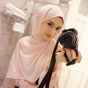 Nhà Máy Giá Hot 90 Màu Đồng Bằng Bong Bóng Khăn Hồi Giáo Voan Hijab Khăn Choàng Chất Lượng Cao Màu Rắn Khăn Trùm Đầu Kết Thúc Tốt Đẹp - Product Image 3