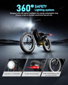 Desde Almacén EE. UU./UE Bicicleta Eléctrica de Montaña Barata para Adultos 60AH 200Km, Bicicleta Eléctrica de Montaña con Llantas Anchas de 26 Pulgadas - Product Image 6