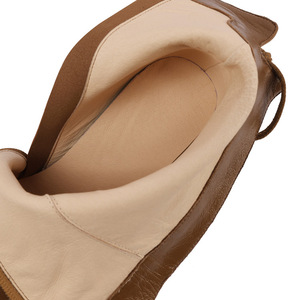 Bayanlar sonbahar moda hakiki deri inek deri kayma-on Tan sivri burun tıknaz topuk yarım çizmeler - Product Image 5