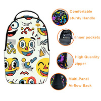 Sacs à dos de luxe pour enfants, imprimés sur toute la surface, avec motif visage souriant, sac à dos scolaire pour étudiants avec poche pour ordinateur portable