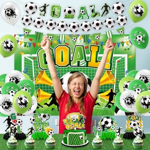 Set Decorazioni per <span class=keywords><strong>Festa</strong></span> di Compleanno a Tema Calcio 42 Pezzi Include Striscione, Decorazione per Torta, Palloncini, Accessori Sportivi per Giornata di Partita - Product Image 6