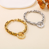 Bijoux tendance en acier inoxydable, arbre de vie, Bracelet épais, fête de mariage, bracelets, chaîne, cristaux complets, pendentif