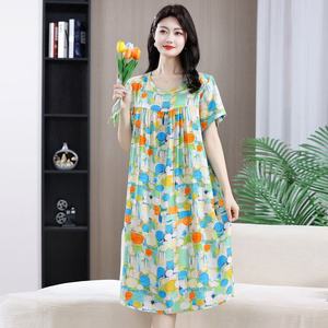 <span class=keywords><strong>ชุด</strong></span>นอนผู้หญิงไซส์ใหญ่ เนื้อผ้านุ่ม ระบายอากาศได้ดี เสื้อคลุมลำลองแขนสั้นสำหรับใส่พักผ่อนในฤดูร้อน ใส่ได้ทุกวันที่บ้าน - Product Image 1