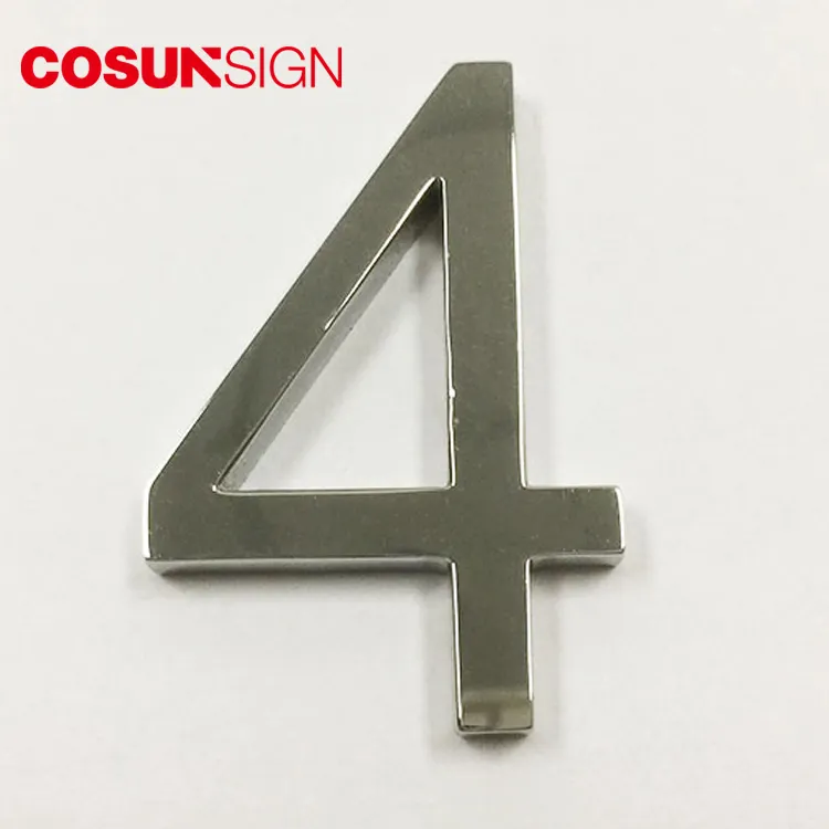 Numéro de maison numérique en acier inoxydable poli miroir 5mm 1-9 plaques de porte panneaux métalliques 3D 38*5mm