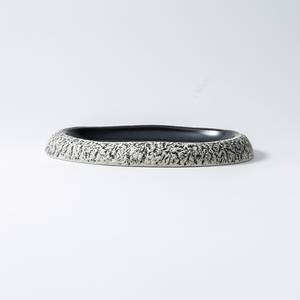 <span class=keywords><strong>Piatto</strong></span> Ovale in Ceramica con Bordo in Pietra, Smalto Nero Sfumato, <span class=keywords><strong>Piatto</strong></span> di Lusso per Hotel e Ristoranti, per Piatti Principali Esclusivi - Product Image 6