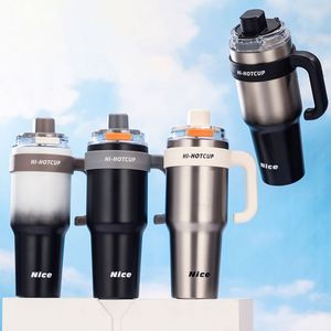 Dd4549 40Oz Handle Double Wall Tumbler <b>With</b> Straw and <b>Lid</b> Vacuum Metal Cup <b>Travel</b> Coffee <b>Mug</b> - Product Image 4