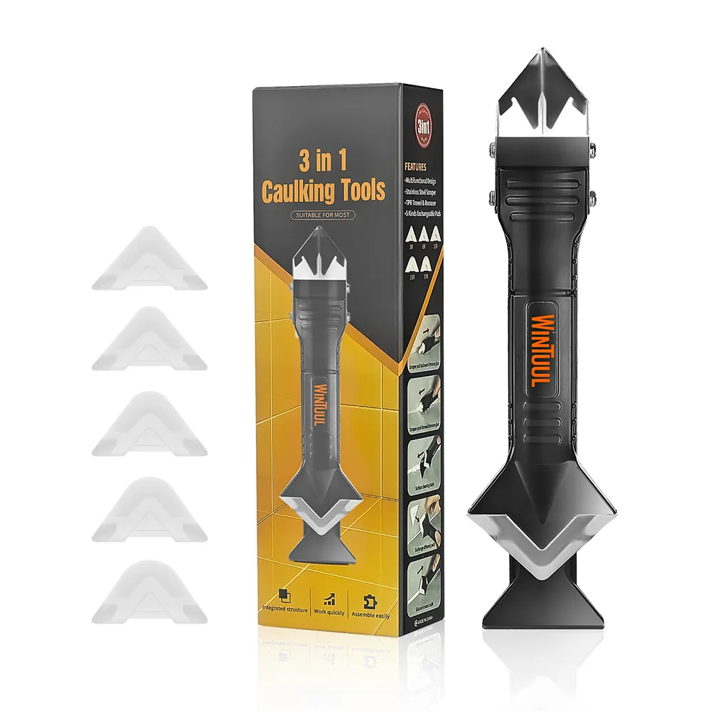 3 trong 1 Silicone caulking công cụ góc scraper với 4 Sealant hoàn thiện công cụ vữa loại bỏ scraper cho phòng tắm sàn nhà bếp