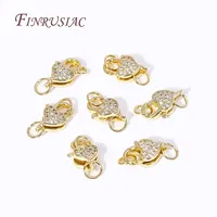 Fermoirs de homard ronds en forme de cœur en laiton plaqué or 18 carats attaches incrustées de zircon pour bracelets et bagues à bricoler soi-même composants de bijoux