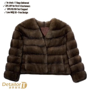 معطف فرو أرنب صناعي نسائي للشتاء والخريف من الولايات المتحدة الأمريكية جديد سابل X0017 سابل روسي مصبوغ بفتحة رقبة حرف V - Product Image 1