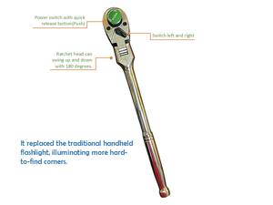 Llave de trinquete profesional de 1/2 pulgada con luz LED, cabezal flexible de 72 dientes y mango de liberación rápida para reparaciones en espacios oscuros - Product Image 2