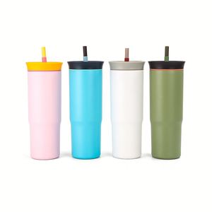Cross-border Minimalist 24-oz Car Cup 304 Stainless Steel Double-wall Vacuum <b>Flask</b> <b>Bottle</b> Straw Large Capacity 6-12hr Thermal - Product Image 4