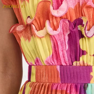 Abbigliamento personalizzato estate donna stampa floreale senza spalline corto parzialmente elasticizzato arricciato spalline aperte dietro Mini abiti Sexy - Product Image 5