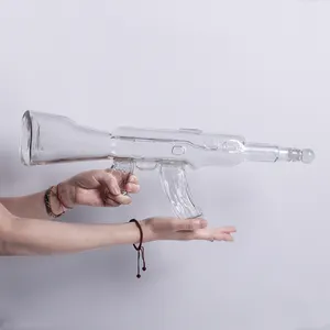 Garrafa de vidro em forma de arma AK-47, garrafa de vinho reciclado, garrafa de vidro da vodka