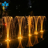 Fontaine de danse extérieure commerciale DEWY en acier inoxydable avec panier de fleurs rotatif, lumières LED multicolores, design moderne pour parcs