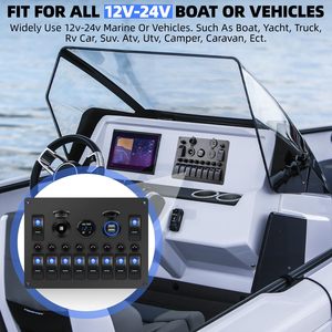 Interrupteur à bascule marin 10 gangs avec prise USB et voltmètre 12V 24V, interrupteur principal étanche pour bateau avec disjoncteur - Product Image 3