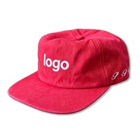 Fabricante OEM/ODM, Gorra de Béisbol de 5 Paneles de Algodón Rojo Vintage Lavado al Ácido, con Logotipo Personalizado Bordado, Gorra Snapback Sin Estructura