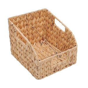 Wholesale Woven Storage Baskets with Lid/ Decorative Paper Rope Organizer Nesting Bin with Handles
