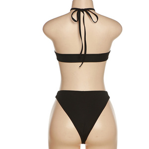 المرأة الصيف جديد عصري اللون حجب شبكة بروتيل مثير الورك التفاف سراويل ثلاثية الثلاثي الصلبة مجموعة الملابس النسائية - Product Image 3