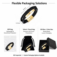 Bracelet unisexe personnalisé en acier inoxydable tressé avec cuir et pierres naturelles, fermoir magnétique, option logo personnalisé
