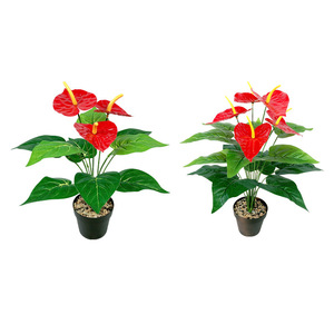 Fleurs d'Anthurium artificielles Lanting en pot, plantes vertes en plastique, décoration intérieure pour la maison - Product Image 5