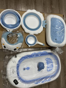 Juego de <span class=keywords><strong>6</strong></span> bañeras plegables <span class=keywords><strong>para</strong></span> bebés con termómetro real y soporte de baño <span class=keywords><strong>para</strong></span> niños, 5 cajas de colores en 1 caja de cartón marrón - Product Image 3