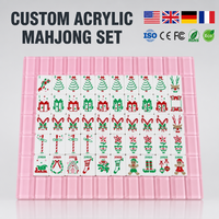 Ensemble de Mahjong Américain en Acrylique avec Logo Personnalisé, 160 Pièces, Cadeau Personnalisé, Nom Gravé, Finition Brillante, OEM, Vente en Gros