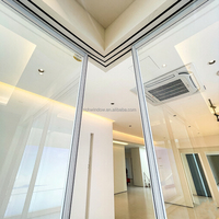 Porte coulissante d'angle en alliage d'aluminium de style français sur mesure pour villa, dressing, cadre étroit de luxe, double vitrage trempé