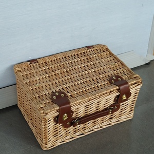 Cesto da Picnic Vuoto in <span class=keywords><strong>Vimini</strong></span> JY, Contenitore in Rattan <span class=keywords><strong>di</strong></span> Salice, Scatola Portaoggetti in <span class=keywords><strong>Vimini</strong></span>, Cesto Regalo <span class=keywords><strong>con</strong></span> <span class=keywords><strong>Coperchio</strong></span> - Product Image 4
