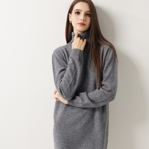 <strong>Women</strong> Cashmere Wool Blend Sweater Dress High Neck Knit Dress Long Knit Sweater Dress - Product Image 1