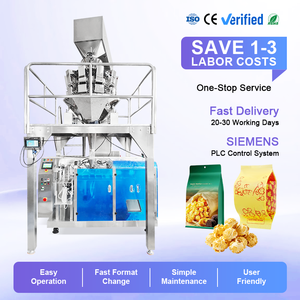 Machine d'emballage rotative entièrement automatique pour sachets préformés, pour popcorn, bonbons, biscuits - Product Image 1