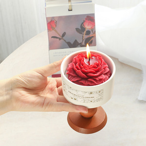 Vela Aromática Premium Camellia en Caja <span class=keywords><strong>de</strong></span> Regalo, Taza <span class=keywords><strong>de</strong></span> Cerámica Retro, Vela Perfumada para Bodas - Product Image 4